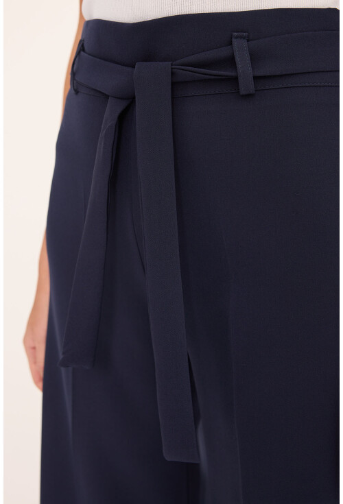 Womens Belted Wide Leg Palazzo Pants 6651