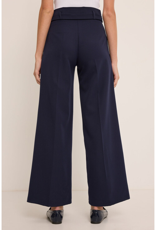 Womens Belted Wide Leg Palazzo Pants 6651