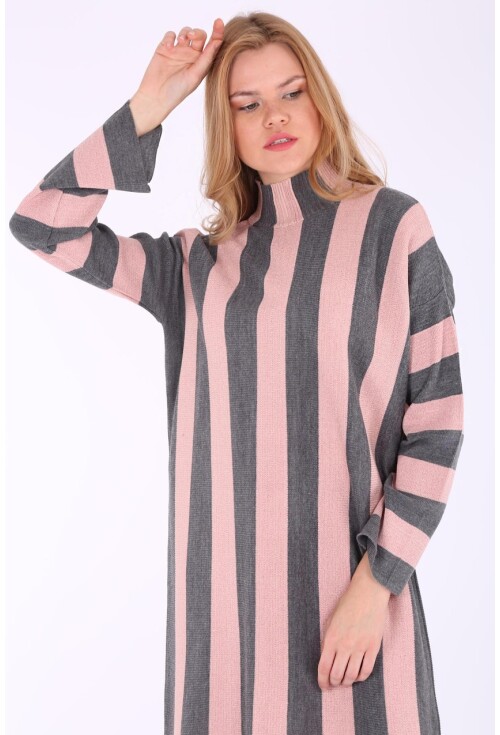 15617 Simli Link Yaka Triko Tunik Elbise
