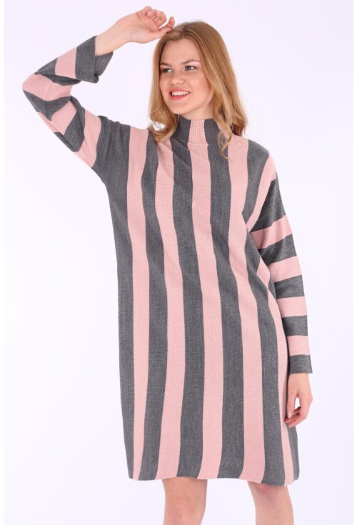 15617 Simli Link Yaka Triko Tunik Elbise