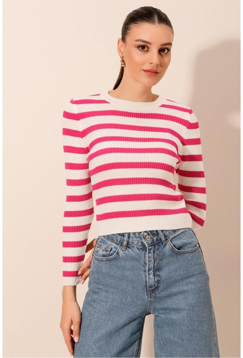 15838 Striped Knit Sweater
