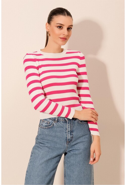15838 Striped Knit Sweater
