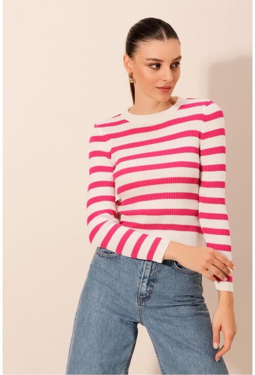 15838 Striped Knit Sweater