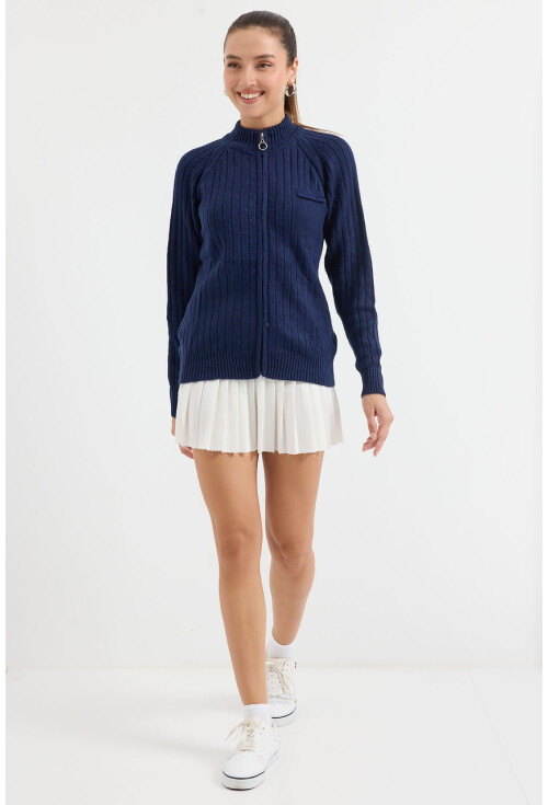 15880 Fermuarlı Triko Hırka