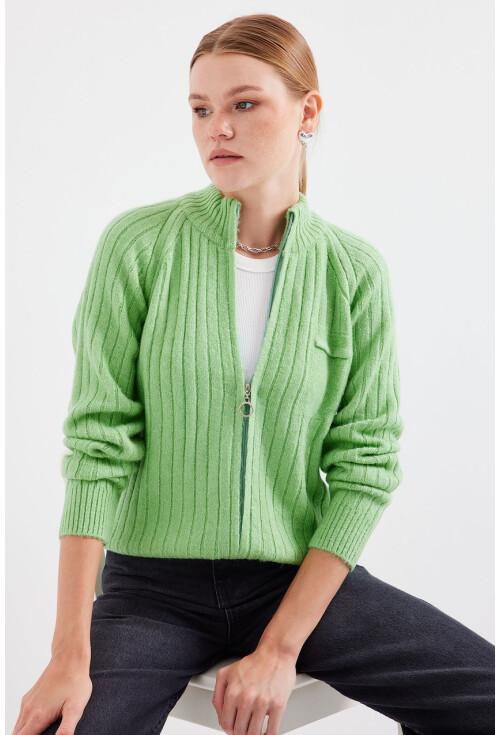 15880 Zippered Knit Cardigan
