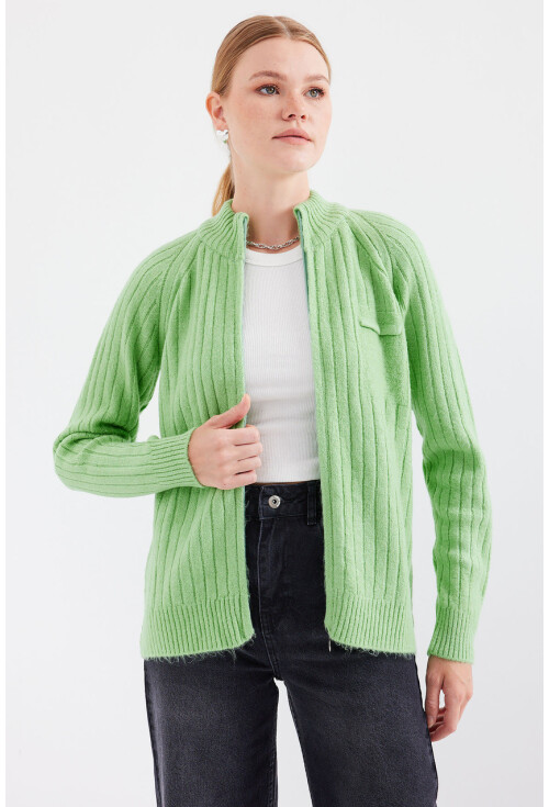 15880 Zippered Knit Cardigan