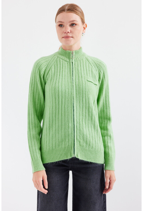 15880 Zippered Knit Cardigan