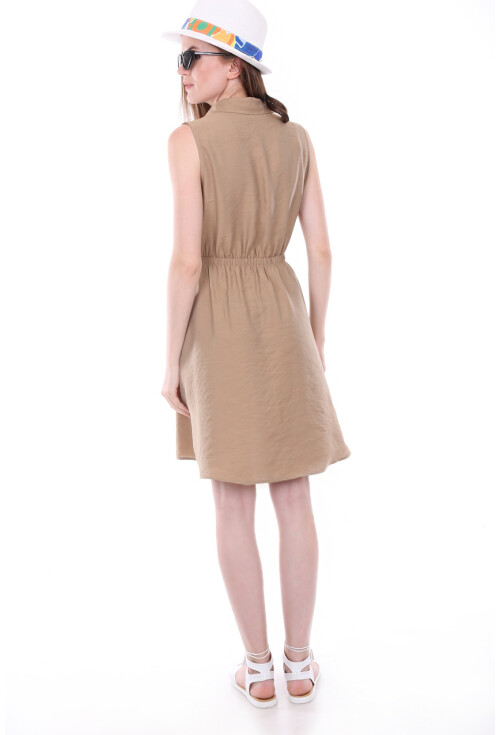 1689 Bel Lastik Kolsuz Elbise
