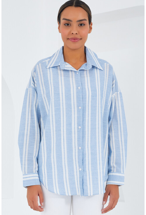 20251 Womens Striped Oversized Shirt