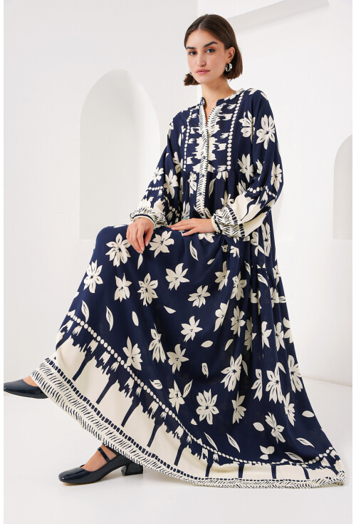 2423 Otantik Desenli Elbise