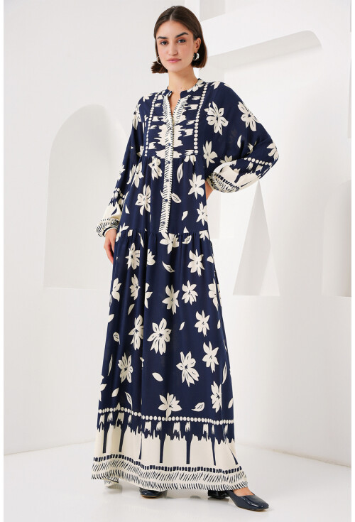 2423 Otantik Desenli Elbise