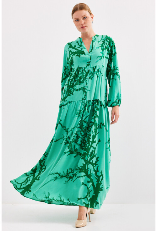 2423 Otantik Desenli Elbise