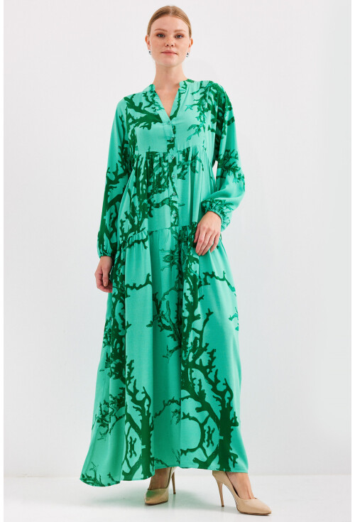 2423 Otantik Desenli Elbise