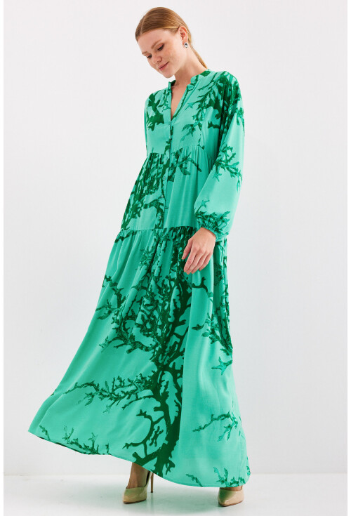 2423 Otantik Desenli Elbise