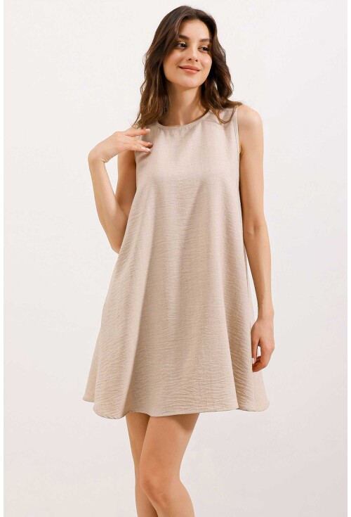 2444 Mini Keten Elbise