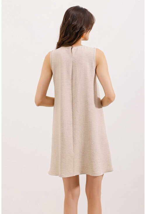 2444 Mini Keten Elbise