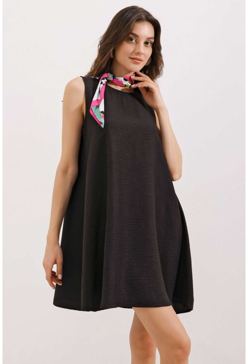 2444 Mini Keten Elbise