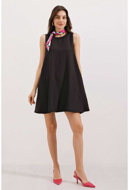 2444 Mini Keten Elbise