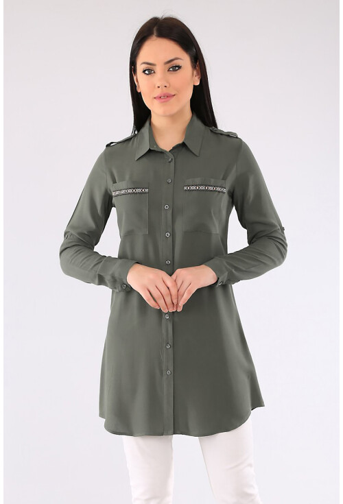 3422 Şerit Detaylı Tunik