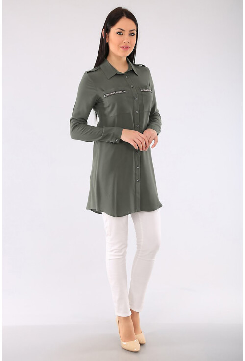 3422 Şerit Detaylı Tunik