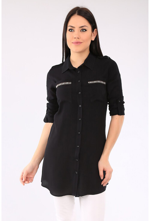 3422 Şerit Detaylı Tunik