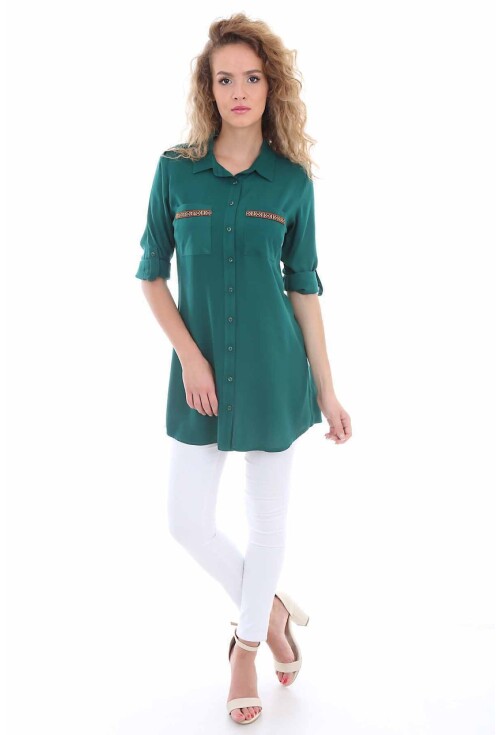 3422 Şerit Detaylı Tunik