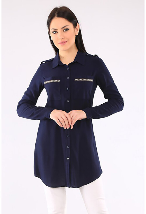 3422 Şerit Detaylı Tunik