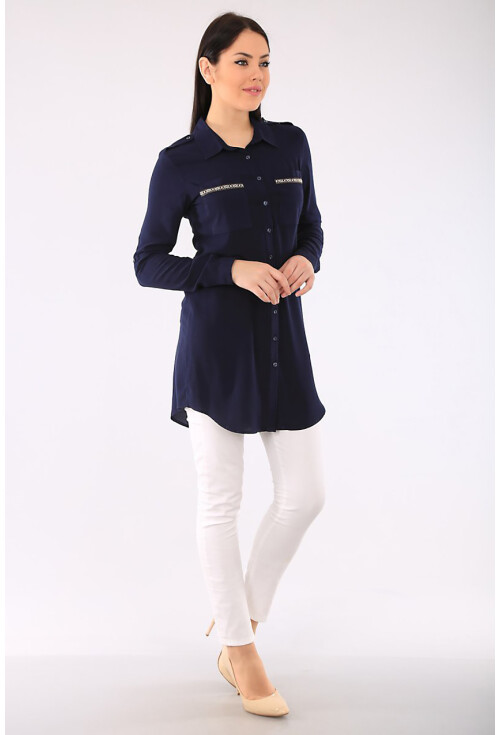 3422 Şerit Detaylı Tunik