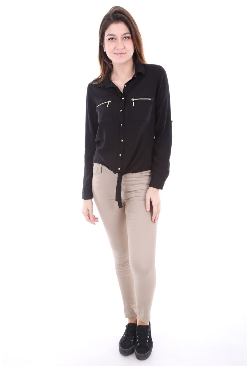 3630 Çift Cep Fermuarlı Gömlek