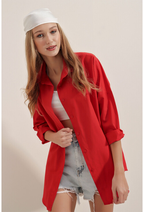 3900 Oversize Uzun Basic Gömlek