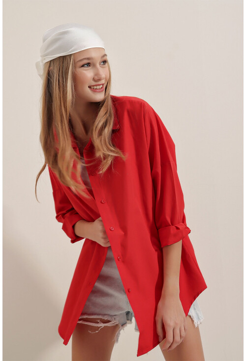3900 Oversize Uzun Basic Gömlek