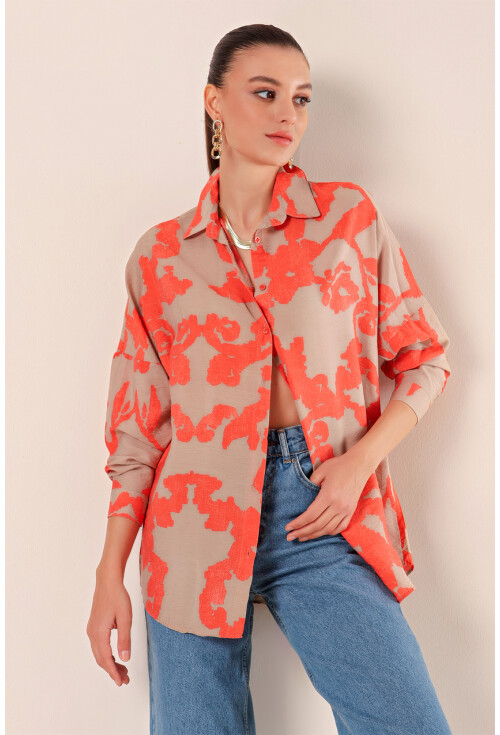 3900 Oversize Uzun Basic Gömlek