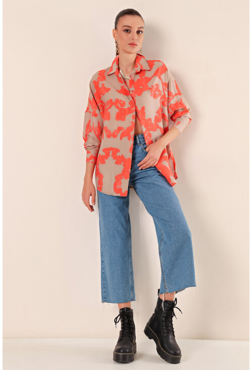 3900 Oversize Uzun Basic Gömlek