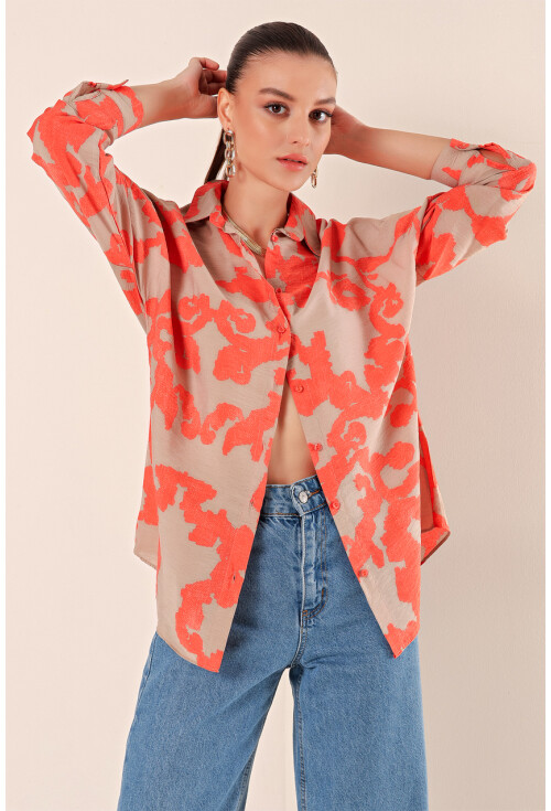3900 Oversize Uzun Basic Gömlek