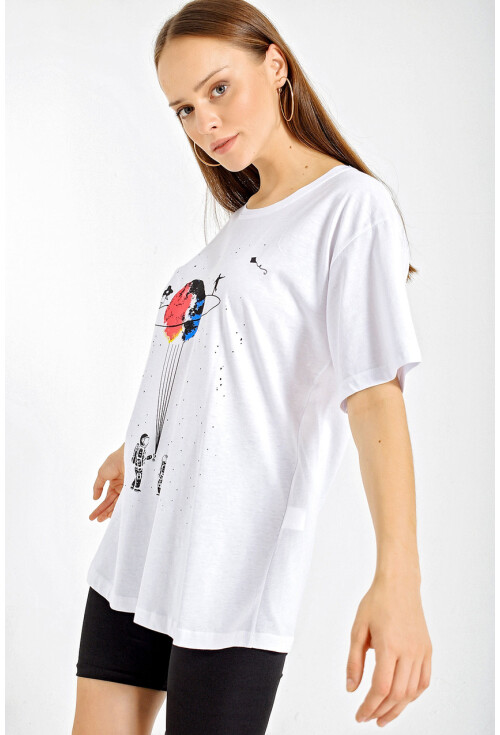 4170 Baskılı Oversize T-Shirt