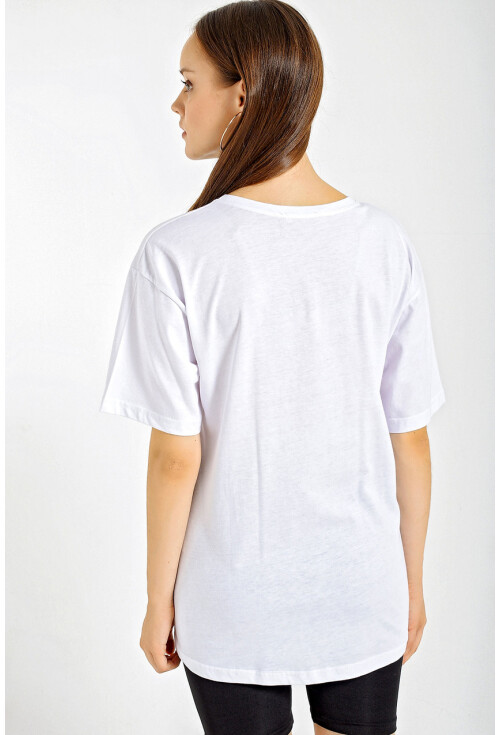 4170 Baskılı Oversize T-Shirt