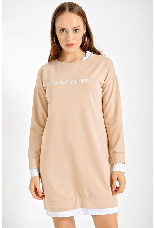 4179 Minimalist Baskılı Tunik