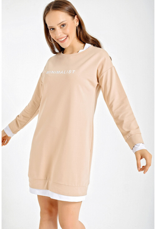 4179 Minimalist Baskılı Tunik