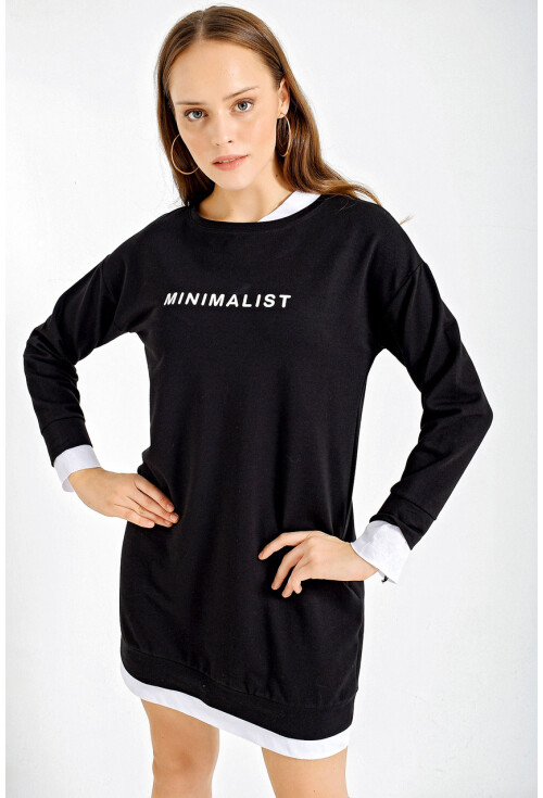 4179 Minimalist Baskılı Tunik