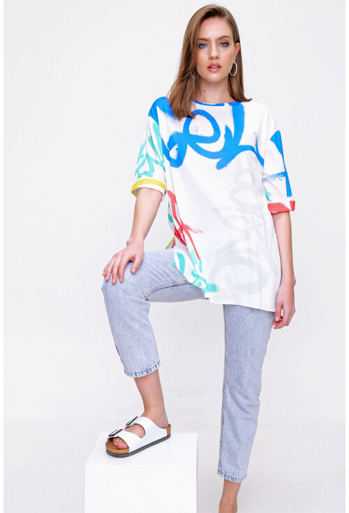 4300 Yırtmaçlı Oversize Tshirt
