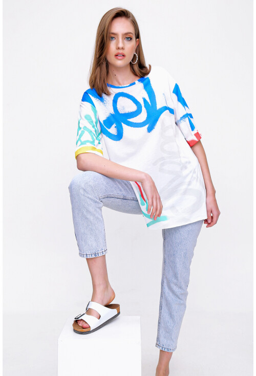 4300 Yırtmaçlı Oversize Tshirt
