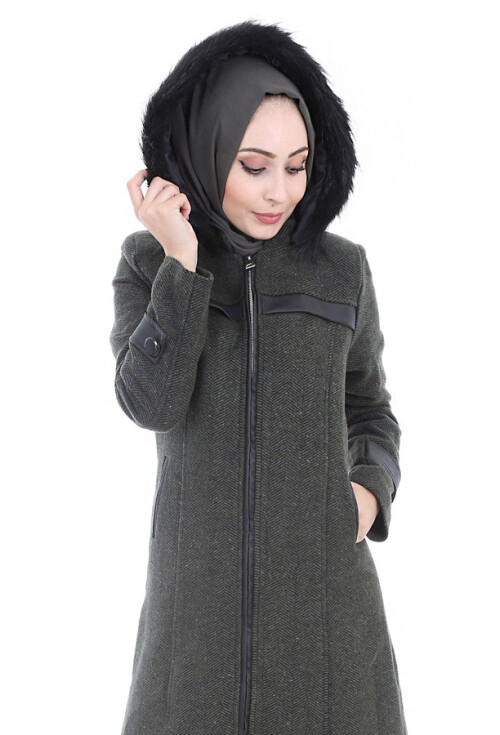 4601 Deri Detaylı Kaban