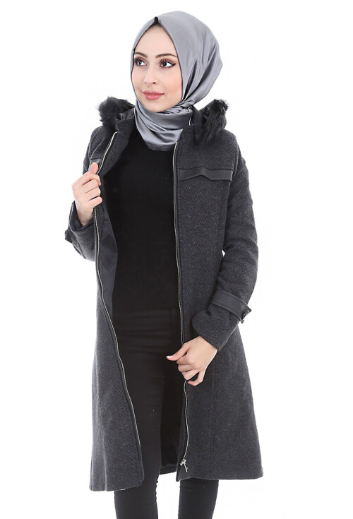 4601 Deri Detaylı Kaban