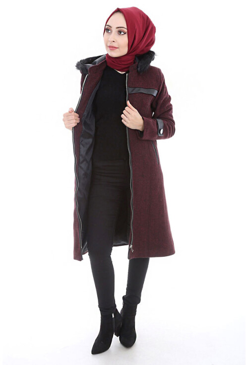 4601 Deri Detaylı Kaban