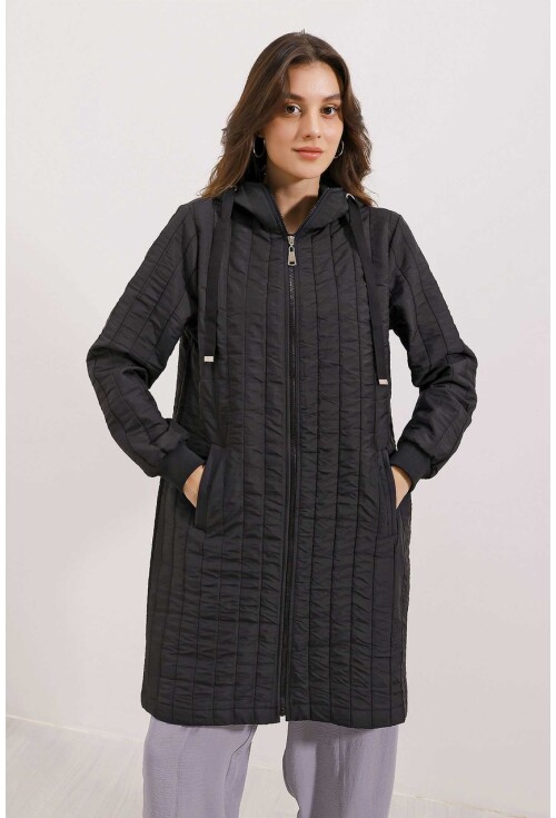 5138 Quilted Long Puffer Coat