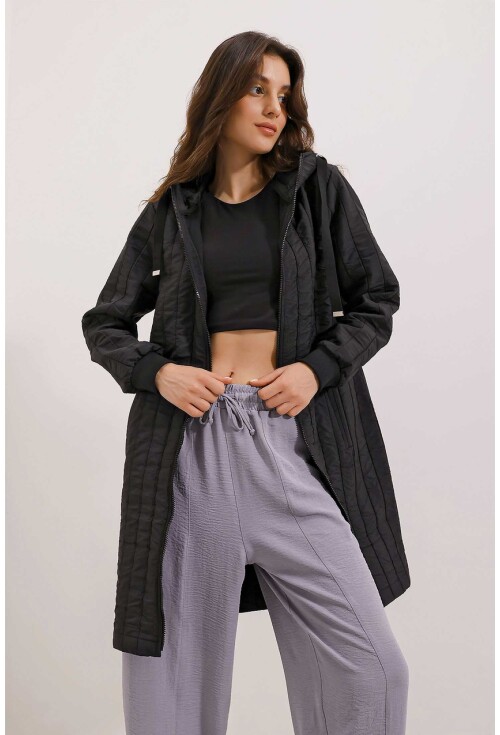 5138 Quilted Long Puffer Coat