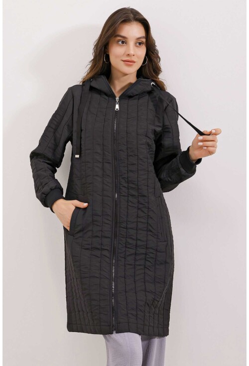5138 Quilted Long Puffer Coat
