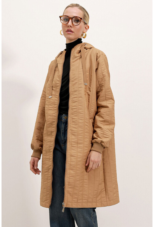 5138 Quilted Long Puffer Coat