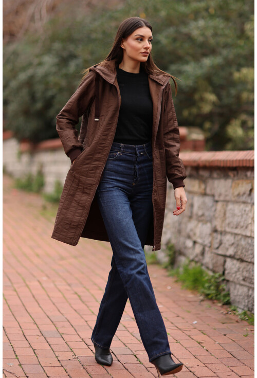 5138 Kapitone Uzun Şişme Mont