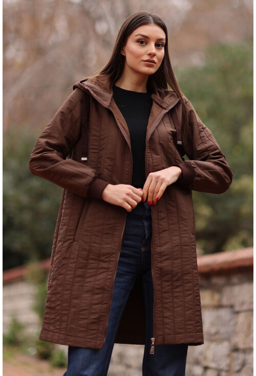5138 Kapitone Uzun Şişme Mont